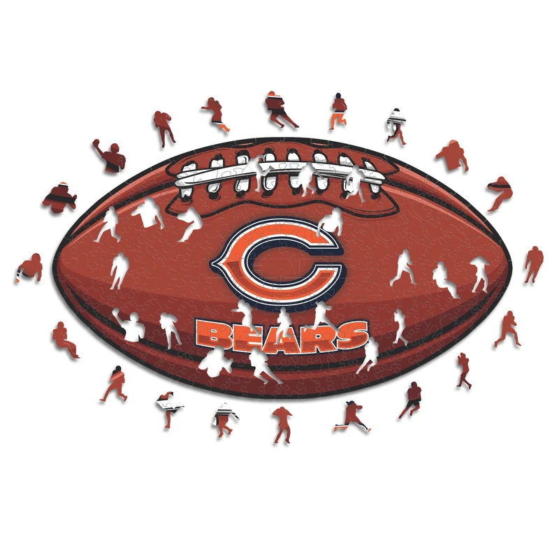 Iconic Puzzles, Chicago Bears Crest, 100% eco-sustainable wooden puzzle with official license NFL, size M, 270 pieces