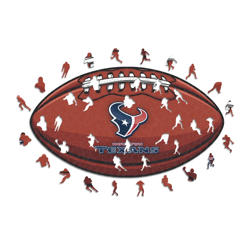 Iconic Puzzles, Houston Texans Crest, 100% eco-sustainable wooden puzzle with official license NFL, size L, 500 pieces