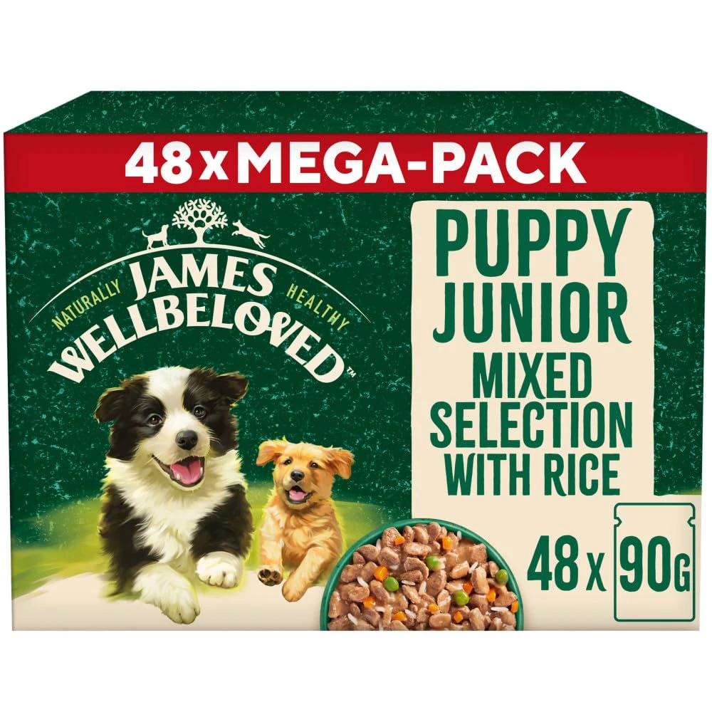 James Wellbeloved Grain Free Puppy Dog Food with Turkey Lamb and Chicken in Gravy Pouch 48 x 90 g