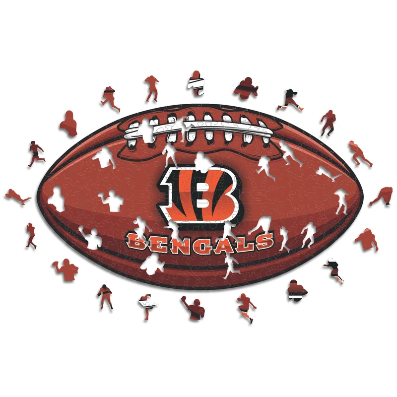 Iconic Puzzles, Cincinnati Bengals Crest, 100% eco-sustainable wooden puzzle with official license NFL, size M, 270 pieces