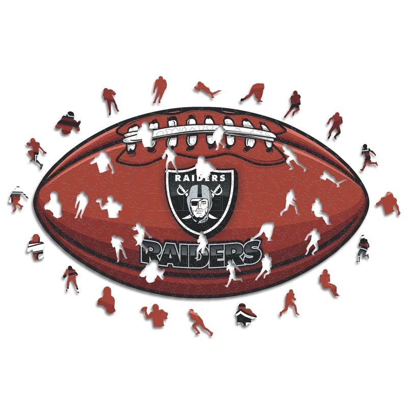 Iconic Puzzles, Las Vegas Raiders Crest, 100% eco-sustainable wooden puzzle with official license NFL, size M, 270 pieces