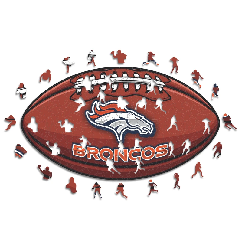 Iconic Puzzles, Denver Broncos Crest, 100% eco-sustainable wooden puzzle with official license NFL, size M, 270 pieces