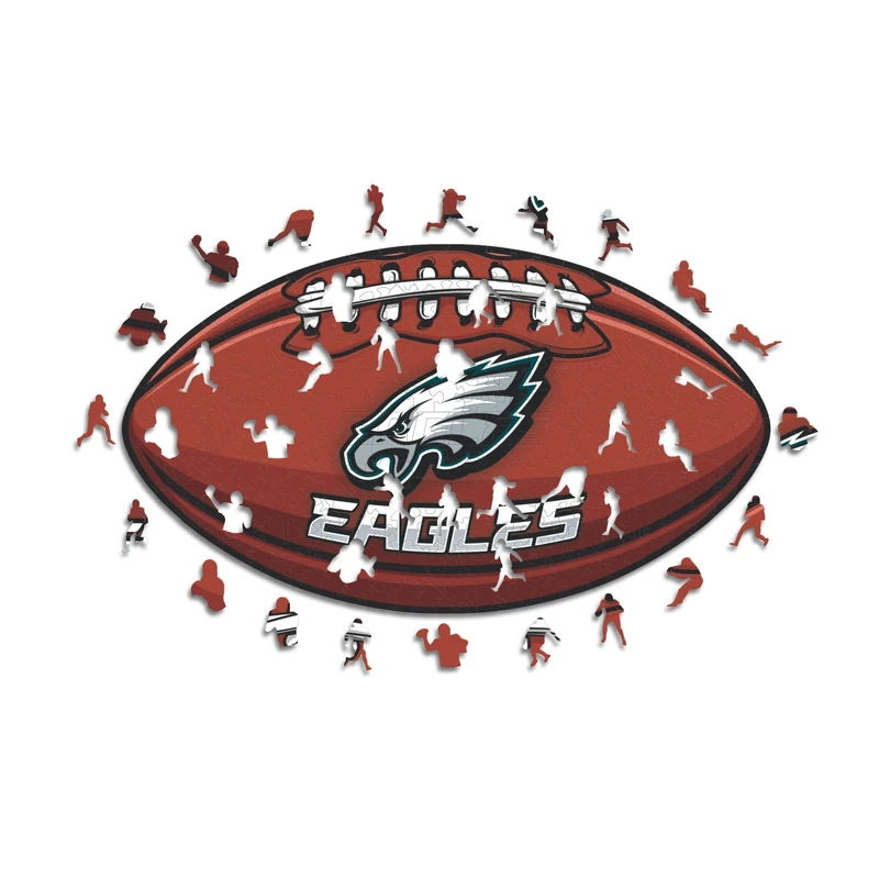 Iconic Puzzles, Philadelphia Eagles crest, 100% eco-sustainable wooden puzzle with official license NFL, size M, 270 pieces