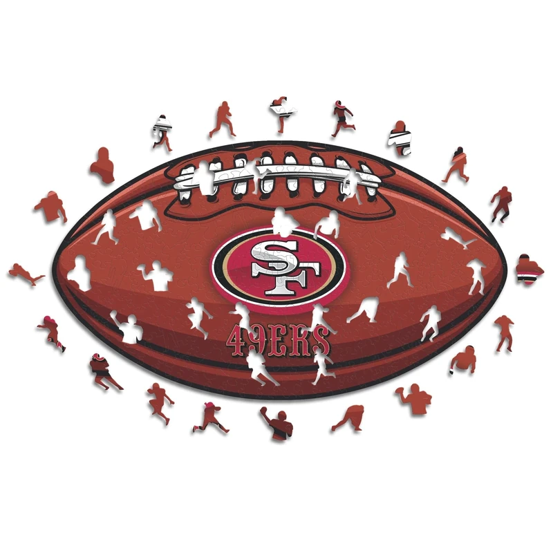 Iconic Puzzles, San Francisco 49ers crest, 100% eco-sustainable wooden puzzle with official license NFL, size L, 500 pieces