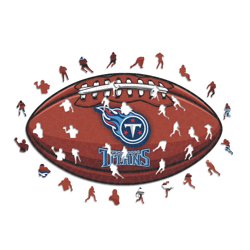 Iconic Puzzles, Tennessee Titans crest, 100% eco-sustainable wooden puzzle with official license NFL, size L, 500 pieces