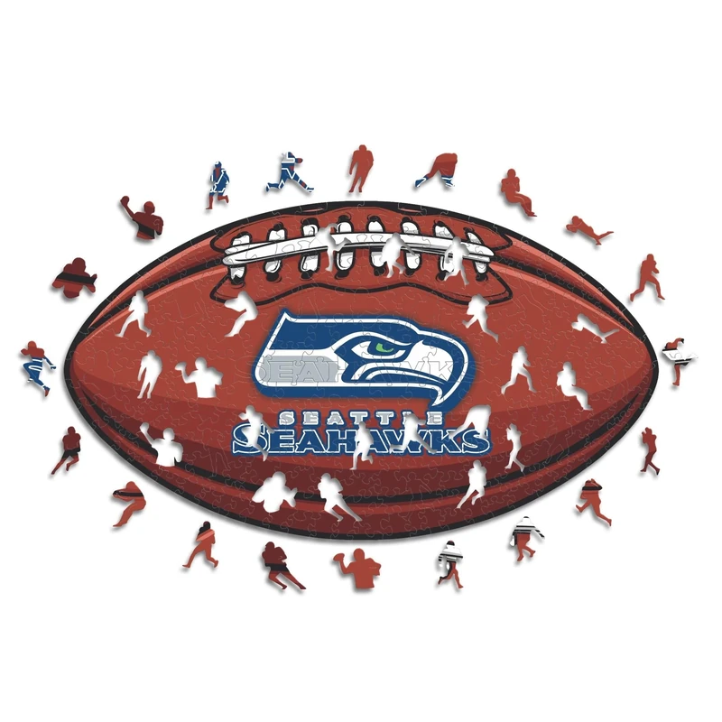 Iconic Puzzles, Seattle Seahawks crest, 100% eco-sustainable wooden puzzle with official license NFL, size L, 500 pieces