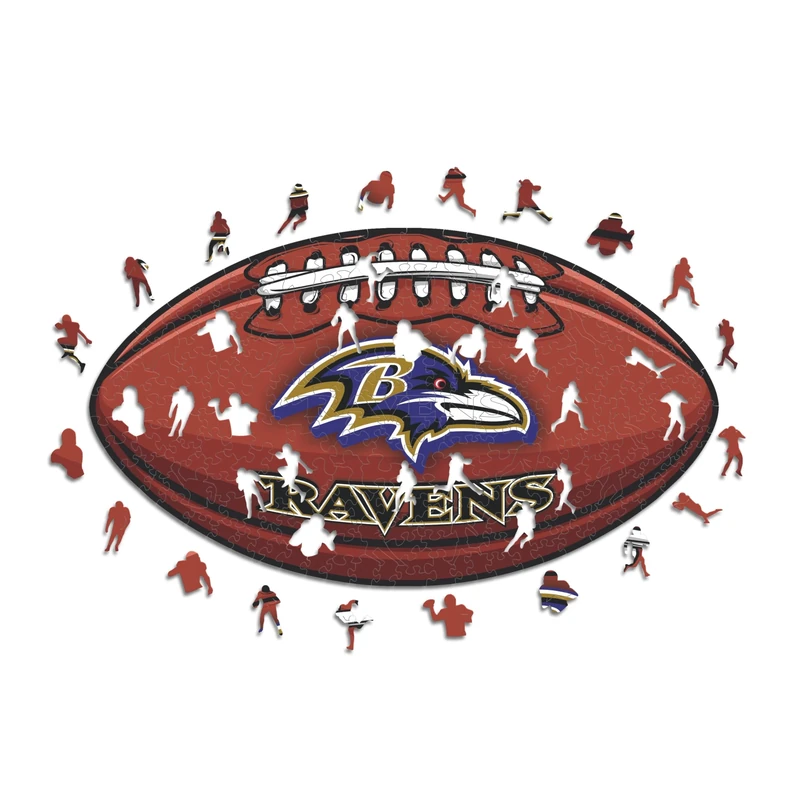 Iconic Puzzles, Baltimore Ravens Crest, 100% eco-sustainable wooden puzzle with official license NFL, size M, 270 pieces