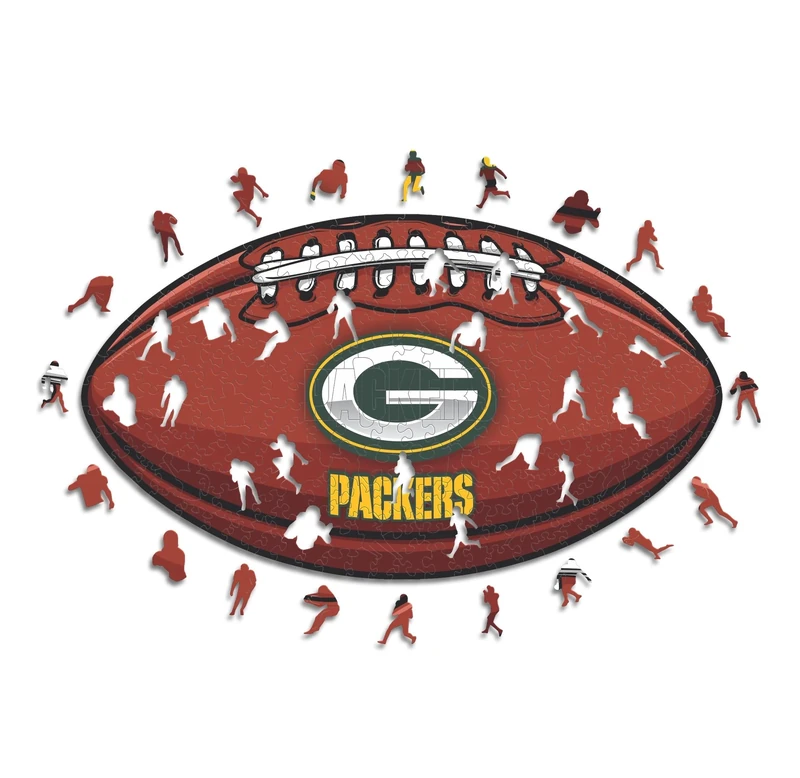 Iconic Puzzles, Green Bay Packers Crest, 100% eco-sustainable wooden puzzle with official license NFL, size M, 270 pieces