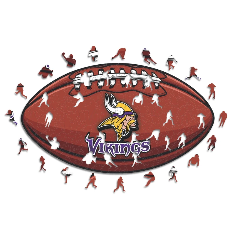 Iconic Puzzles, Minnesota Vikings crest, 100% eco-sustainable wooden puzzle with official license NFL, size M, 270 pieces