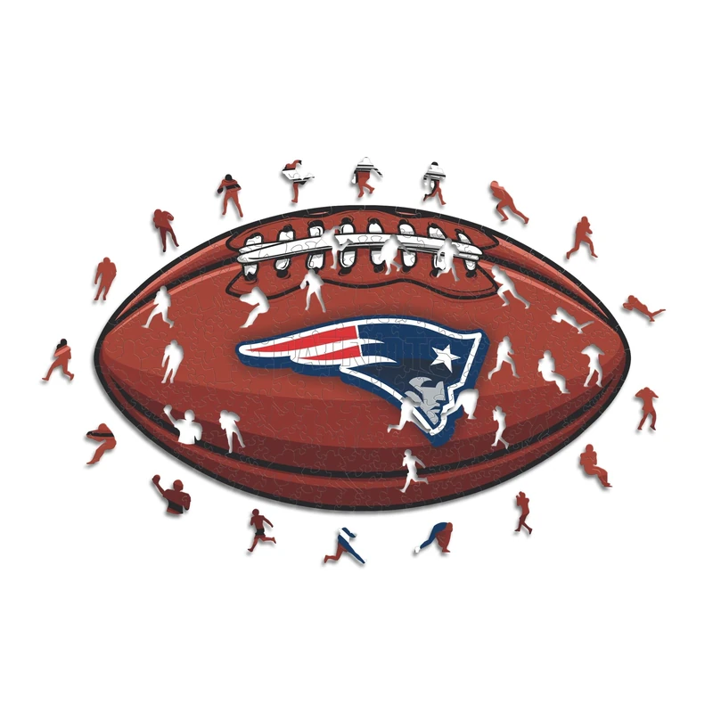 Iconic Puzzles, New England Patriots crest, 100% eco-sustainable wooden puzzle with official license NFL, size M, 270 pieces