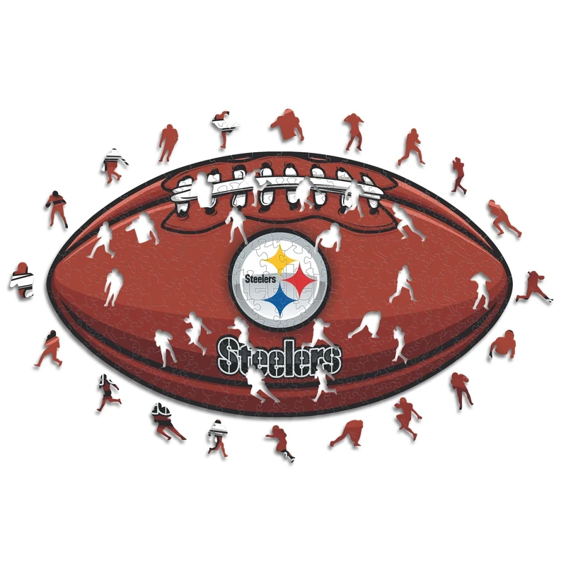 Iconic Puzzles, Pittsburgh Steelers crest, 100% eco-sustainable wooden puzzle with official license NFL, size L, 500 pieces