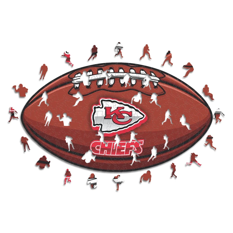 Iconic Puzzles, Kansas City Chiefs Crest, 100% eco-sustainable wooden puzzle with official license NFL, size L, 500 pieces