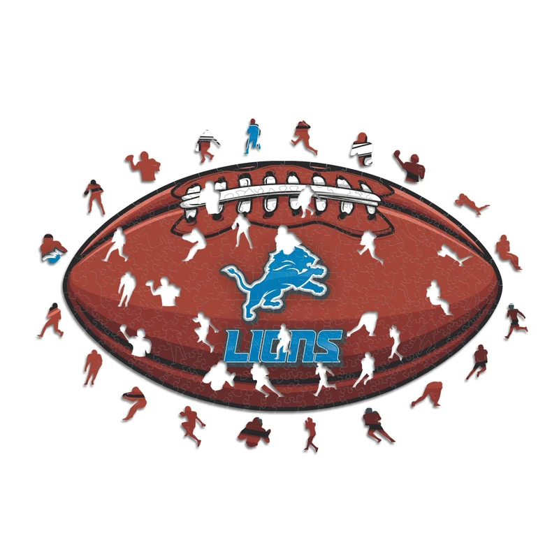 Iconic Puzzles, Detroit Lions Crest, 100% eco-sustainable wooden puzzle with official license NFL, size L, 500 pieces