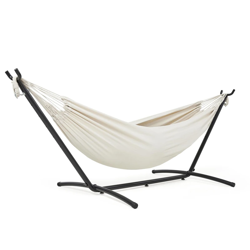 Mondeer Hammock with Stand, Portable Camping Hammock with Metal Frame with Portable Carrying Bag and Accessories, 270kg Load Capacity, for Camping Travel Patio, Beige