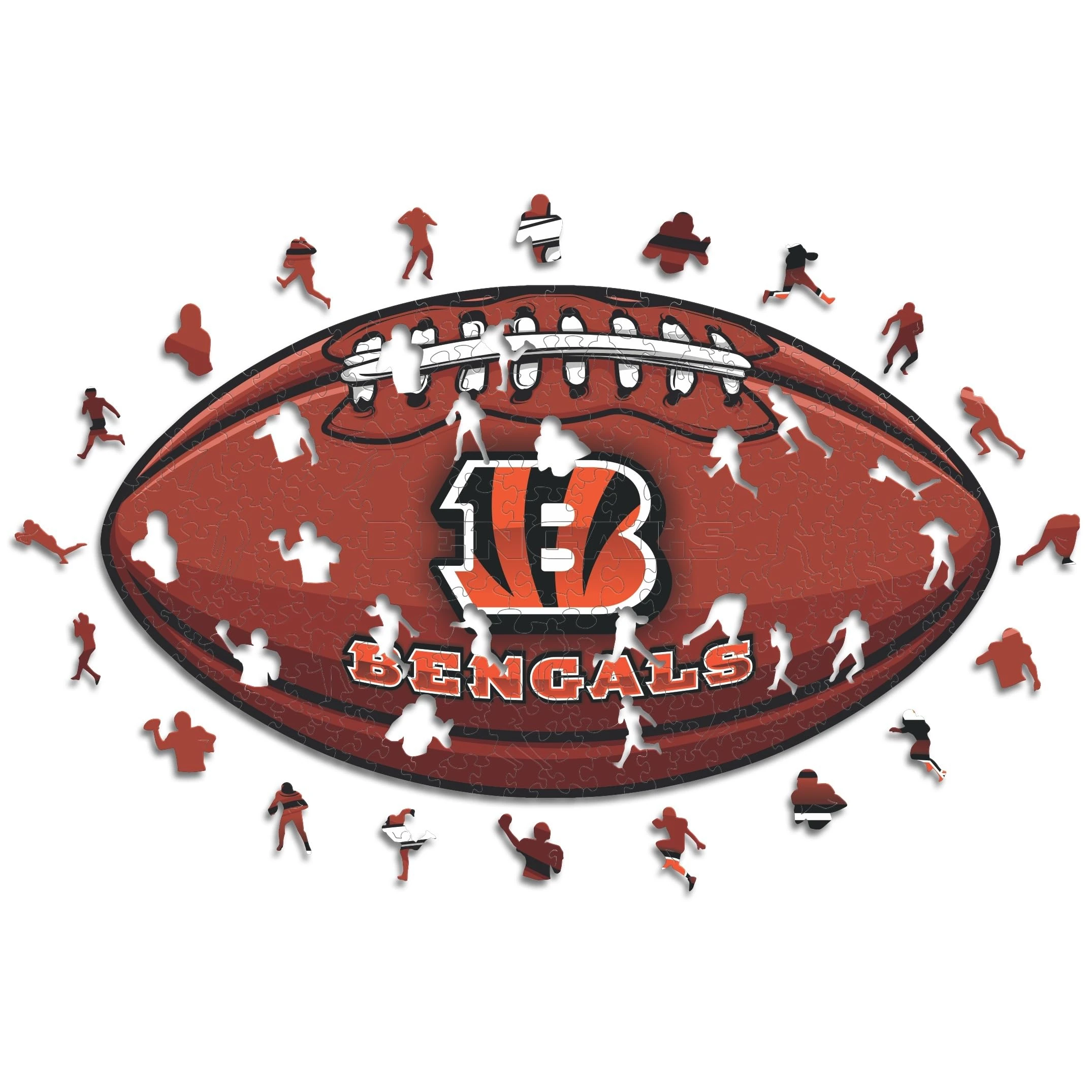 Iconic Puzzles, Cincinnati Bengals Crest, 100% eco-sustainable wooden puzzle with official license NFL, size L, 500 pieces