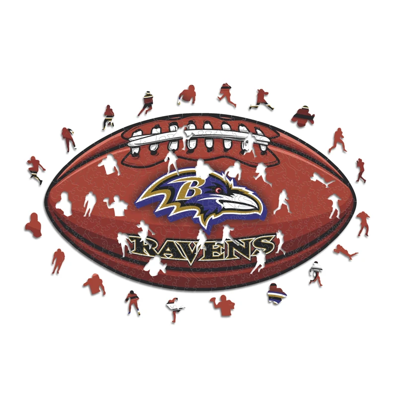 Iconic Puzzles, Baltimore Ravens Crest, 100% eco-sustainable wooden puzzle with official license NFL, size L, 500 pieces