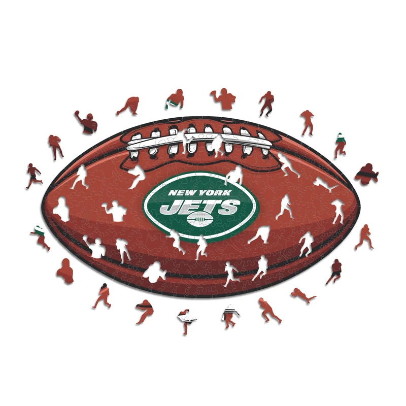 Iconic Puzzles, New York Jets crest, 100% eco-sustainable wooden puzzle with official license NFL, size L, 500 pieces - Image 1