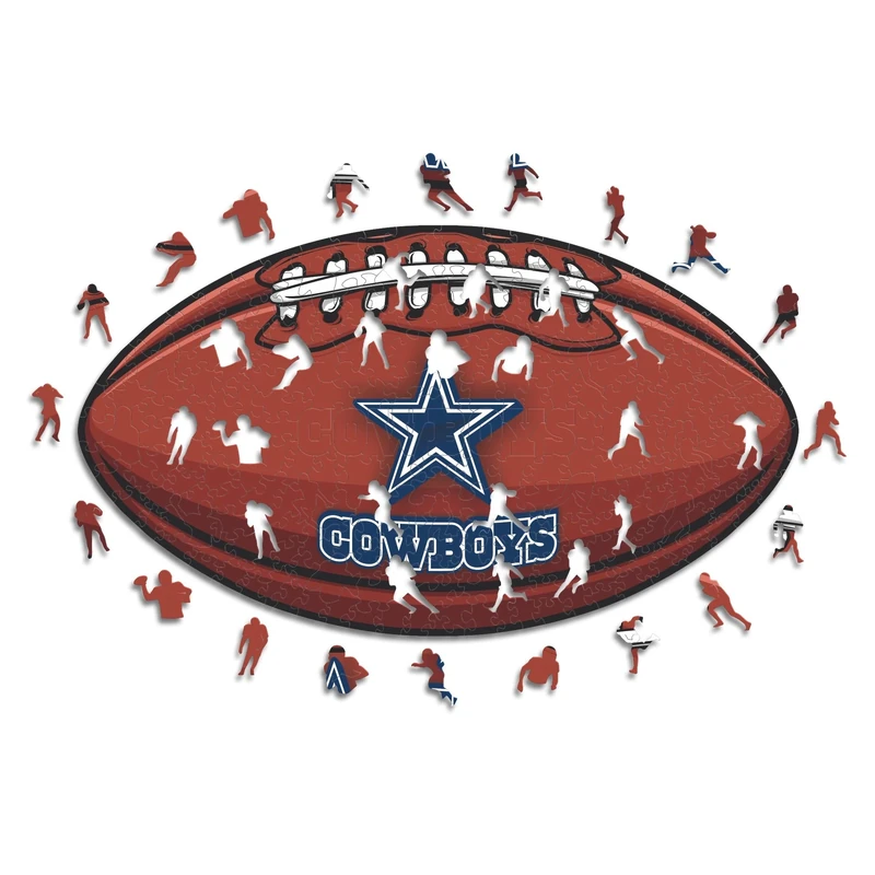 Iconic Puzzles, Dallas Cowboys Crest, 100% eco-sustainable wooden puzzle with official license NFL, size M, 270 pieces