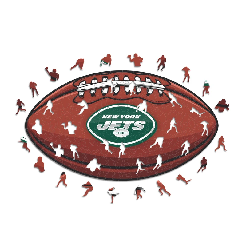Iconic Puzzles, New York Jets crest, 100% eco-sustainable wooden puzzle with official license NFL, size M, 270 pieces