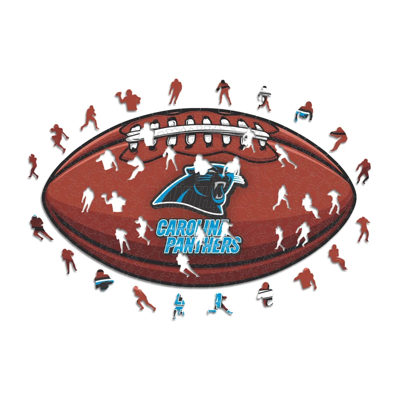 Iconic Puzzles, Carolina Panthers Crest, 100% eco-sustainable wooden puzzle with official license NFL, size M, 270 pieces