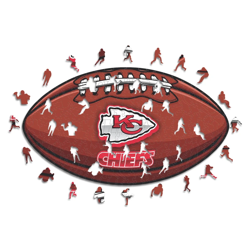 Iconic Puzzles, Kansas City Chiefs Crest, 100% eco-sustainable wooden puzzle with official license NFL, size M, 270 pieces - Image 1