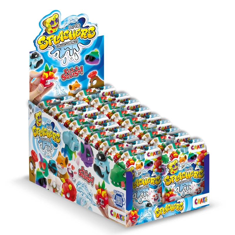 CRAZE Splashers 18 Collectible Water Toys Box - Fun Dolls & Thugs to Fill Water & Splash - Tub Toys, Outdoor Toys, 16 to Collect