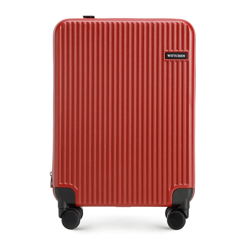 WITTCHEN Flexi Line Expandable Cabin Suitcase Carry-on Baggage Cabin Bag Small Polycarbonate Suitcase TSA Combination Lock Four Double Wheels Aluminum Telescopic Handle Size S Red