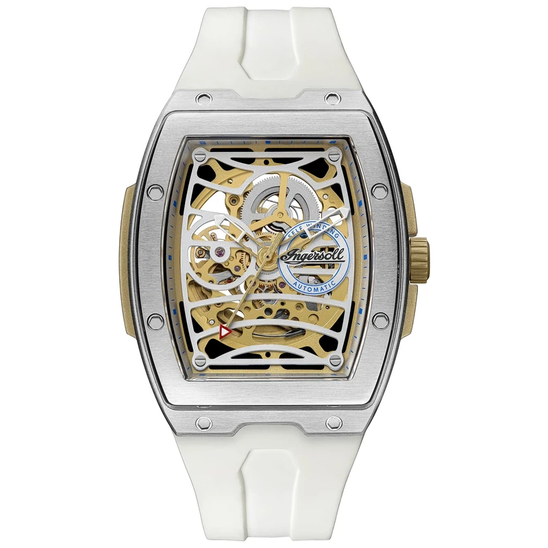 Ingersoll The Challenger Mens 42mm Automatic Watch with White Dial and White PU Strap I12308