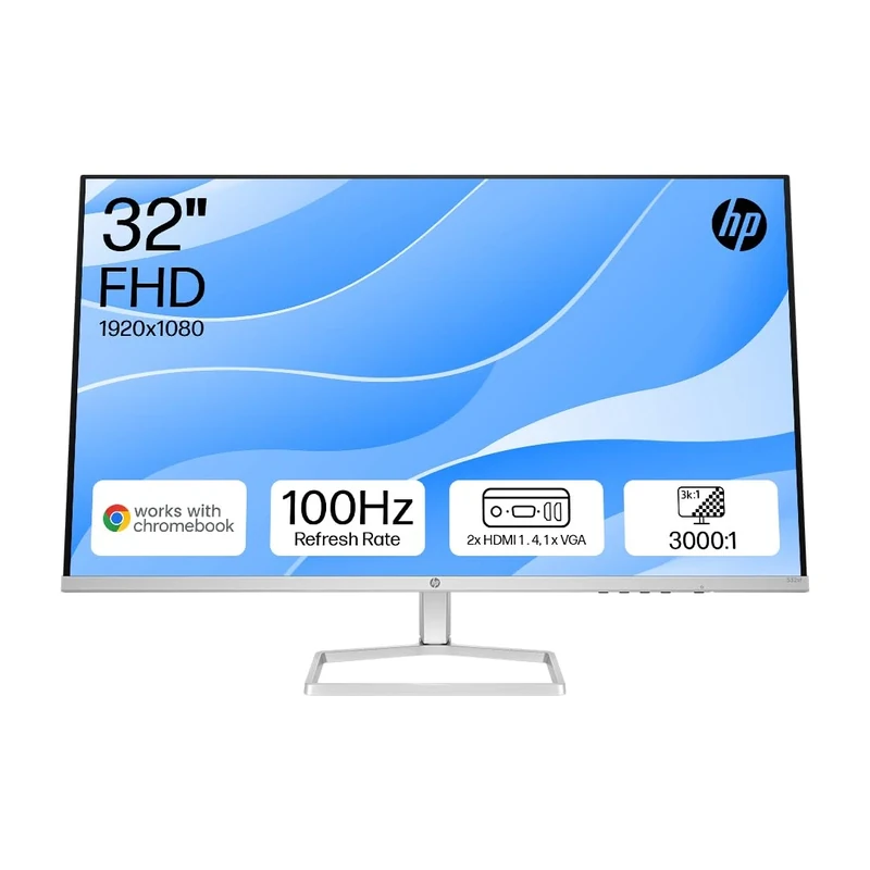 HP Series 5 31.5" FHD Monitor (532sf) | 100Hz Refresh Rate | 3000:1 CR | 99 percent sRGB Colour & 300 Nits | HDMI & VGA Ports | Low-Blue Light | Ergonomically Adjustable | WWCB Certified