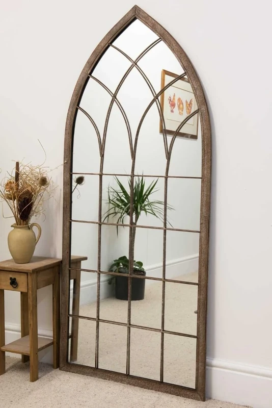 The Dorset - Rustic Framed Arched Leaner Wall Mirror 66" X 30" (168CM X 76CM)