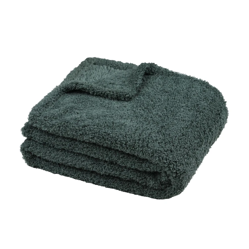 STOF - Blanket - Size 180 x 220 cm - 100% Polyester - Jade Colour - Montreal Model - Blanket - Soft Warm Fluffy Plain