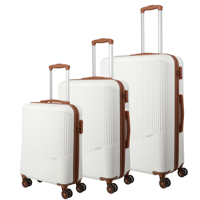 travelite 4-wheel suitcase set 3 pieces sizes L/M/S, BALI: ABS hard-shell trolleys with TSA combination lock (hand luggage cases without TSA)