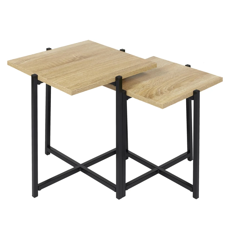 HOME DECO FACTORY Loka Nesting Table X2, Brown Black, 40x40x40