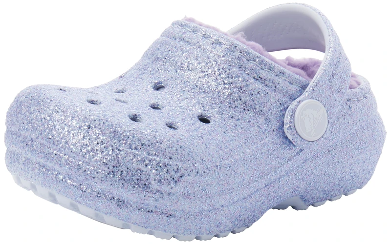 Crocs Kids Clogs, Classic Lined Glitter Clog T, Frosted Glitter,4 UK Child - Image 1