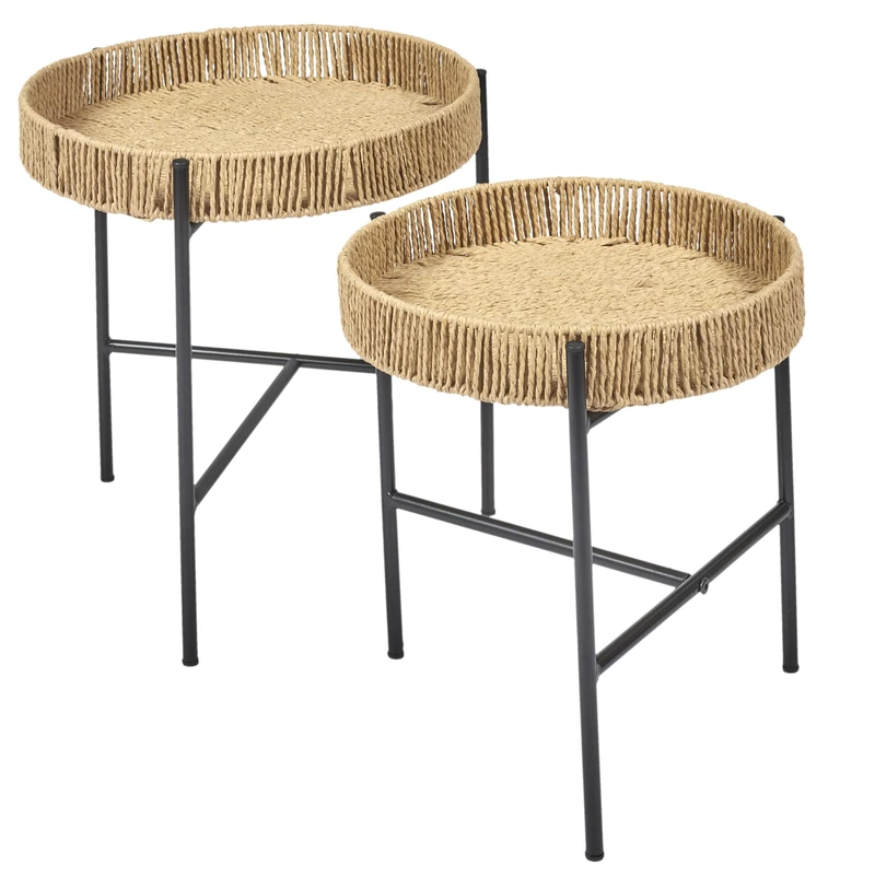 HOME DECO FACTORY Pampa Nesting Table, Brown Black, 41 x 42 x 41 cm