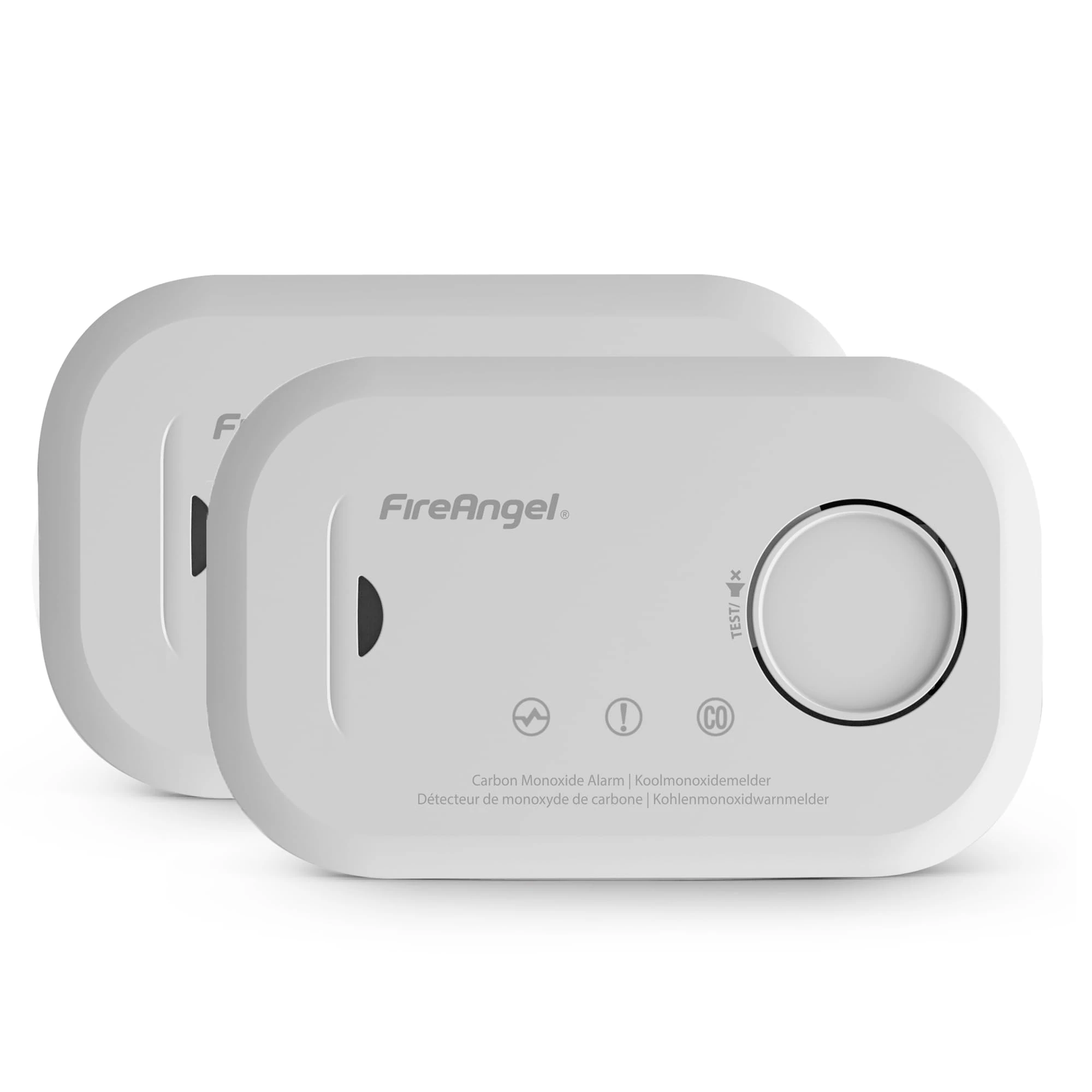 FireAngel Carbon Monoxide Alarm and Detector - FA6813 10-Year Sensor Life CO Alarm for Home w/Batteries - Travel, Portable Carbon Monoxide Detector - CO Detector Monitor w/Test Button - 2-Pack
