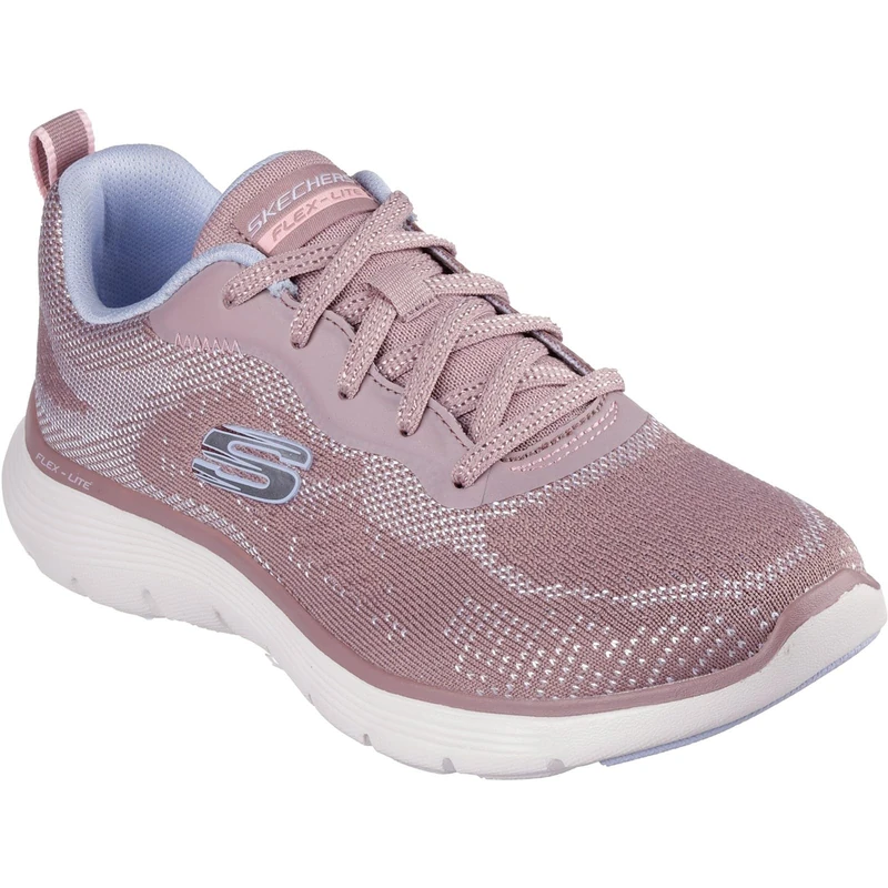 Skechers Women's Flex Appeal 5.0 Cruising Thru Sneaker, Mauve Knit/Light Blue Trim, 8 UK