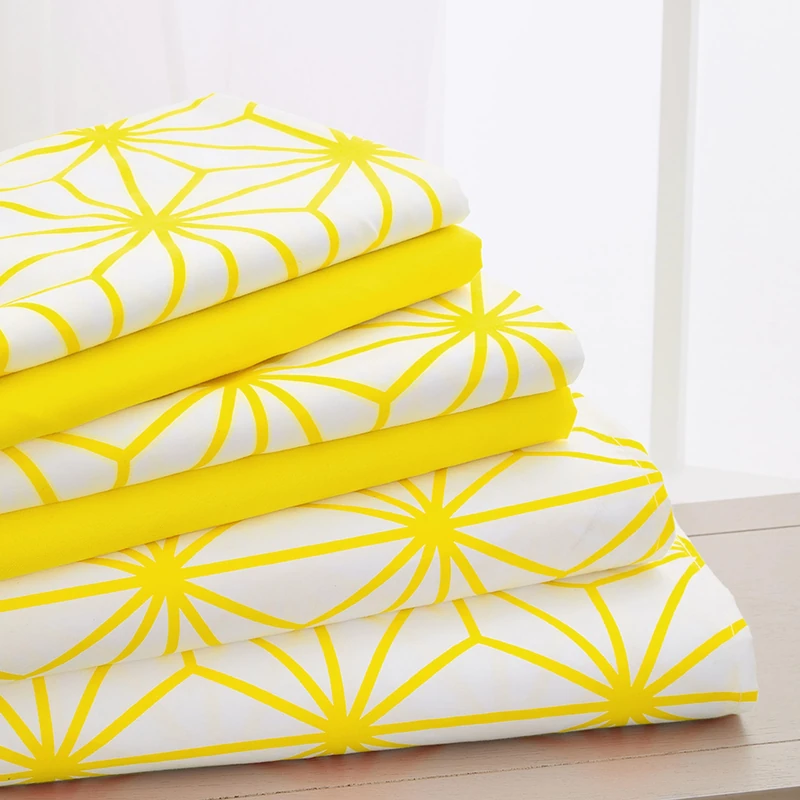 Elegant Comfort Luxury Soft 6-Piece Cube Geometric Pattern Sheet Set - 1500 Premium Quality Microfiber - Wrinkle and Fade Resistant Coziest Bedding Set, All Around Elastic Fitted Sheet, King, Yellow