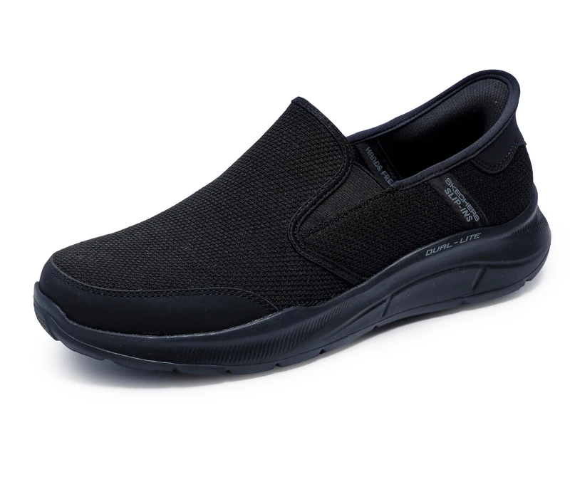 Skechers Men's Equalizer 5.0 Drayze Slip-On Sneakers, Black Mesh/Duraleather/Black Trim, 8 UK