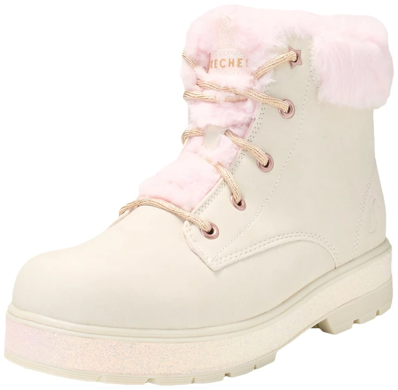 Skechers Girl's Street Glitz Sneakers, Natural Synthetic/Trim, 4 UK Child