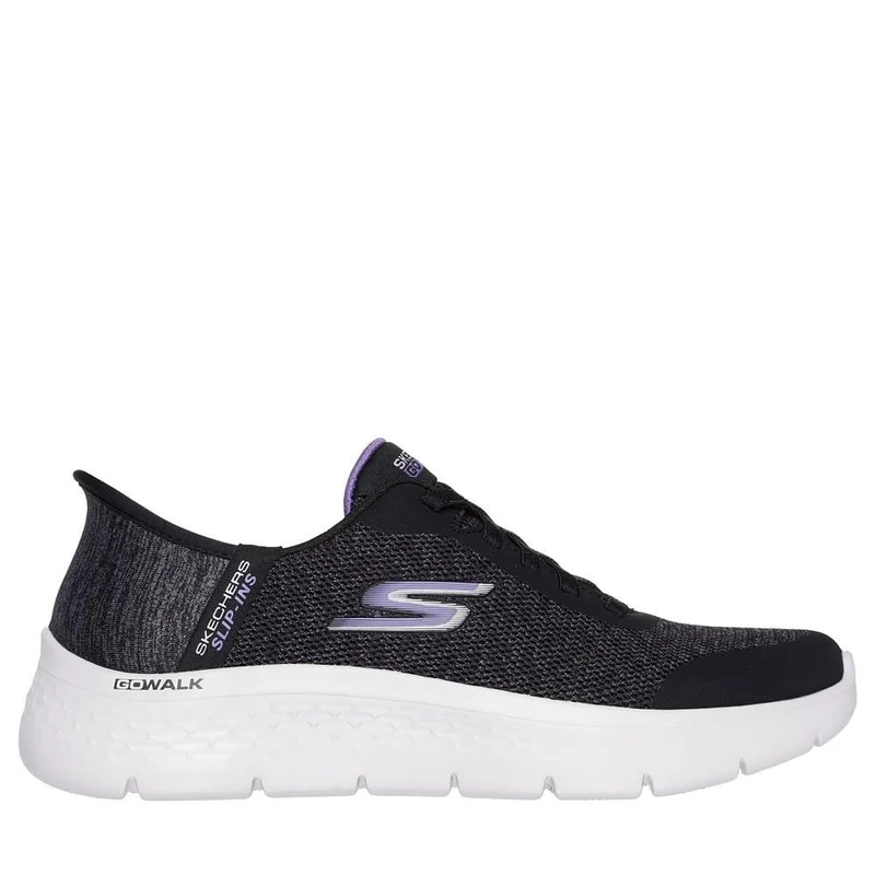 Skechers Women's Go Walk Flex Kaylee Slip-On Sneakers, Black Textile/Lavender Trim, 3 UK