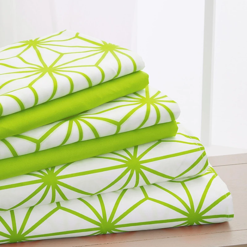 Elegant Comfort Luxury Soft 6-Piece Cube Geometric Pattern Sheet Set - 1500 Premium Quality Microfiber - Wrinkle and Fade Resistant Coziest Bedding Set, All Around Elastic Fitted Sheet, Queen, Lime - Image 1