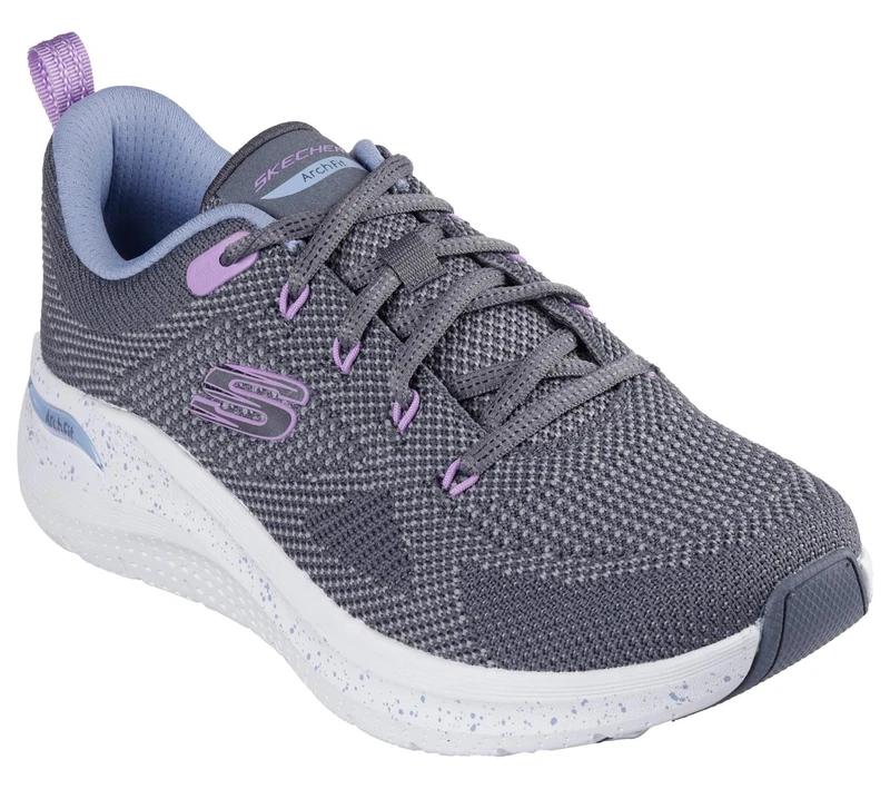 Skechers Women's Arch Fit 2.0 Fast Paced Sneaker, Gray Knit/Multi Trim, 3 UK