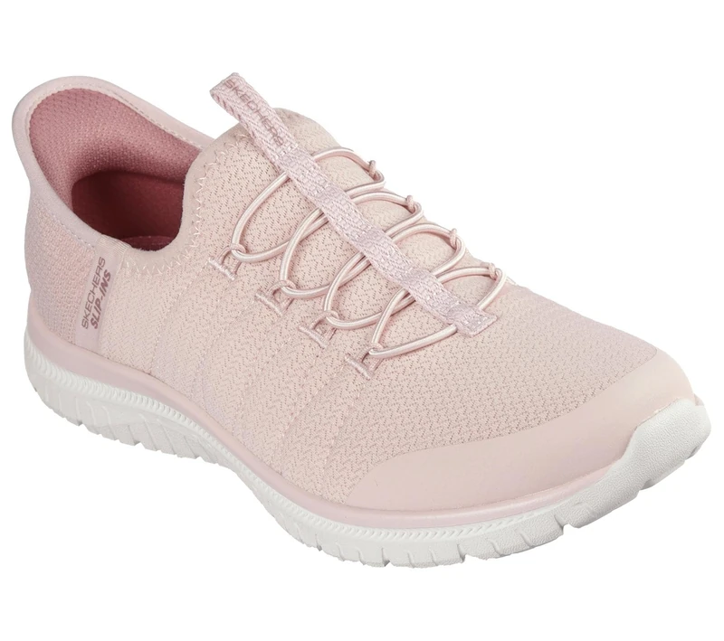 Skechers Women's Virtue Glow Slip-On Sneakers, Rose Mesh, 4 UK
