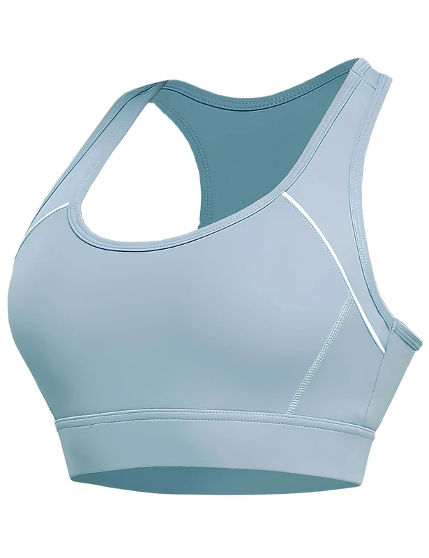 Paeceioni Women's High Impact Sports Bra - Seamless Racerback, Blue XL