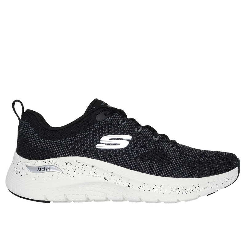 Skechers Women's Arch Fit 2.0 Fast Paced Sneaker, Black Knit/Charcoal Trim, 7 UK