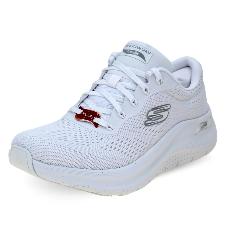 Skechers Women's Arch Fit 2.0 Big League Sneaker, White Mesh/Trim, 5 UK