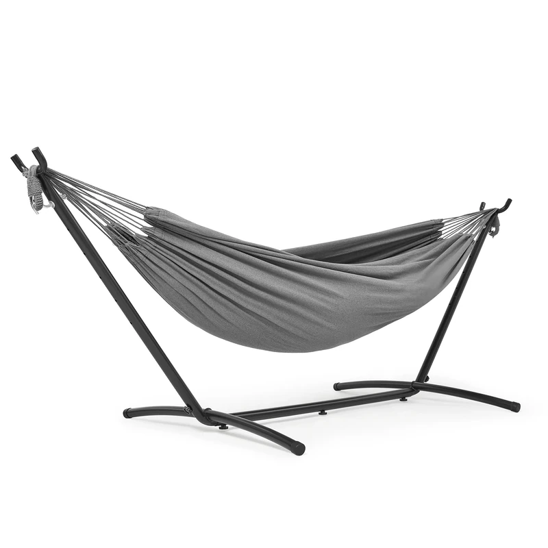 Mondeer Hammock with Stand, Portable Camping Hammock with Metal Frame with Portable Carrying Bag and Accessories, 200kg Load Capacity, for Camping Travel Patio