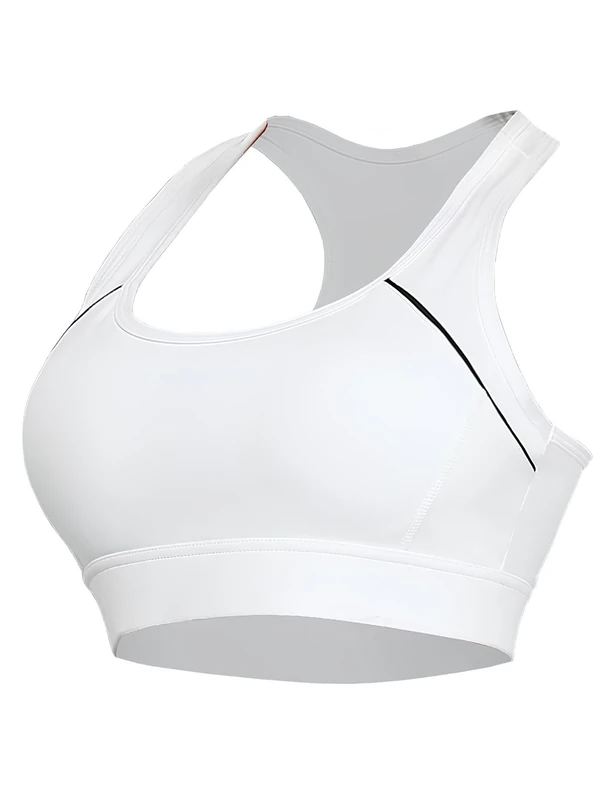 Paeceioni Sports Bras Women High Impact, Seamless Racer Back Padded Support Comfort Bra, Adjustable Running Bra Women High Impact, Ladies Sports Bras for Yoga Gym Workout Fitness White(XL)