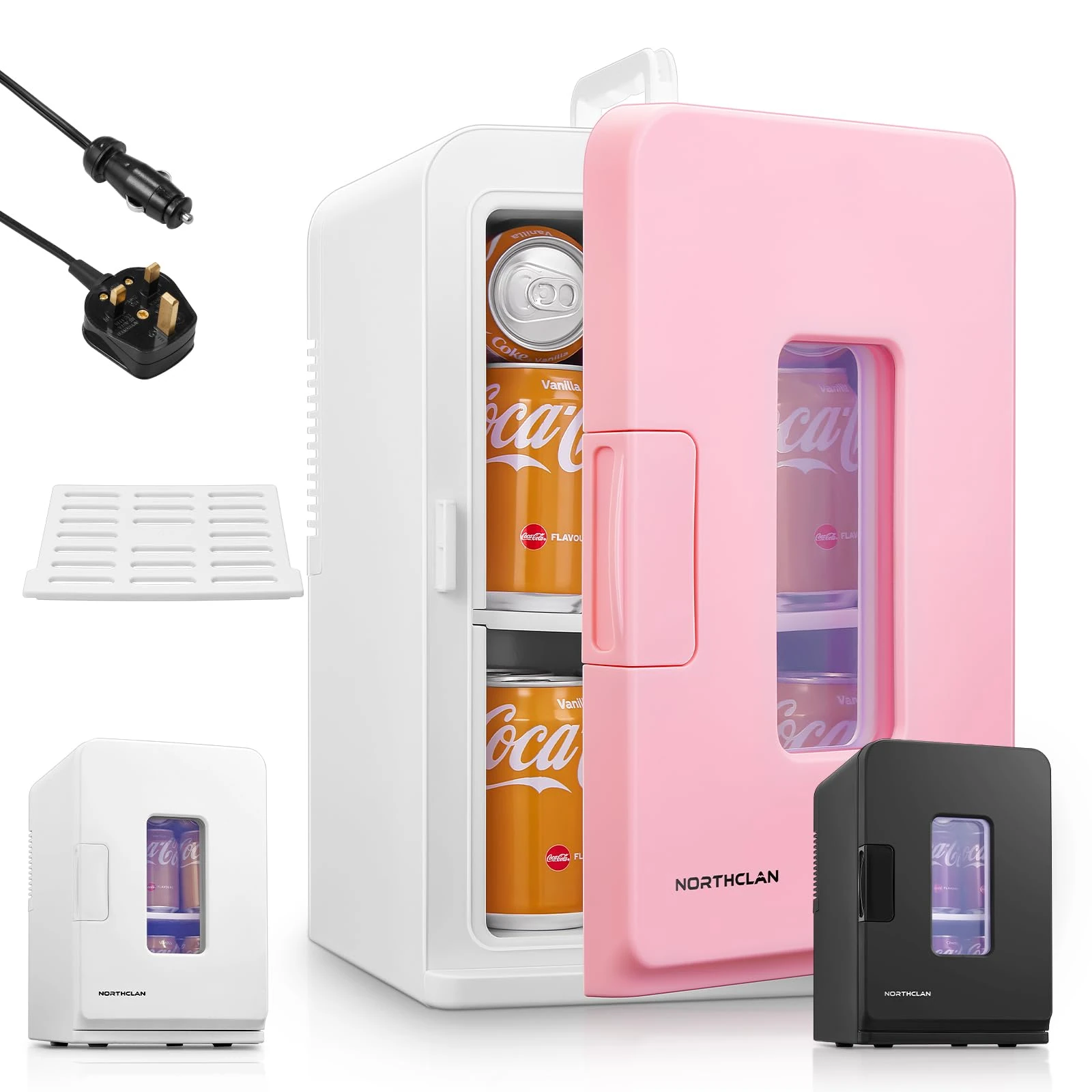 NORTHCLAN Mini Fridge, 15L/21 Cans Portable Cooler and Warmer, Skincare, Small Fridge for Bedrooms, Food, Drinks, Cosmetics, Max & ECO Mode, AC+DC Power, Pink